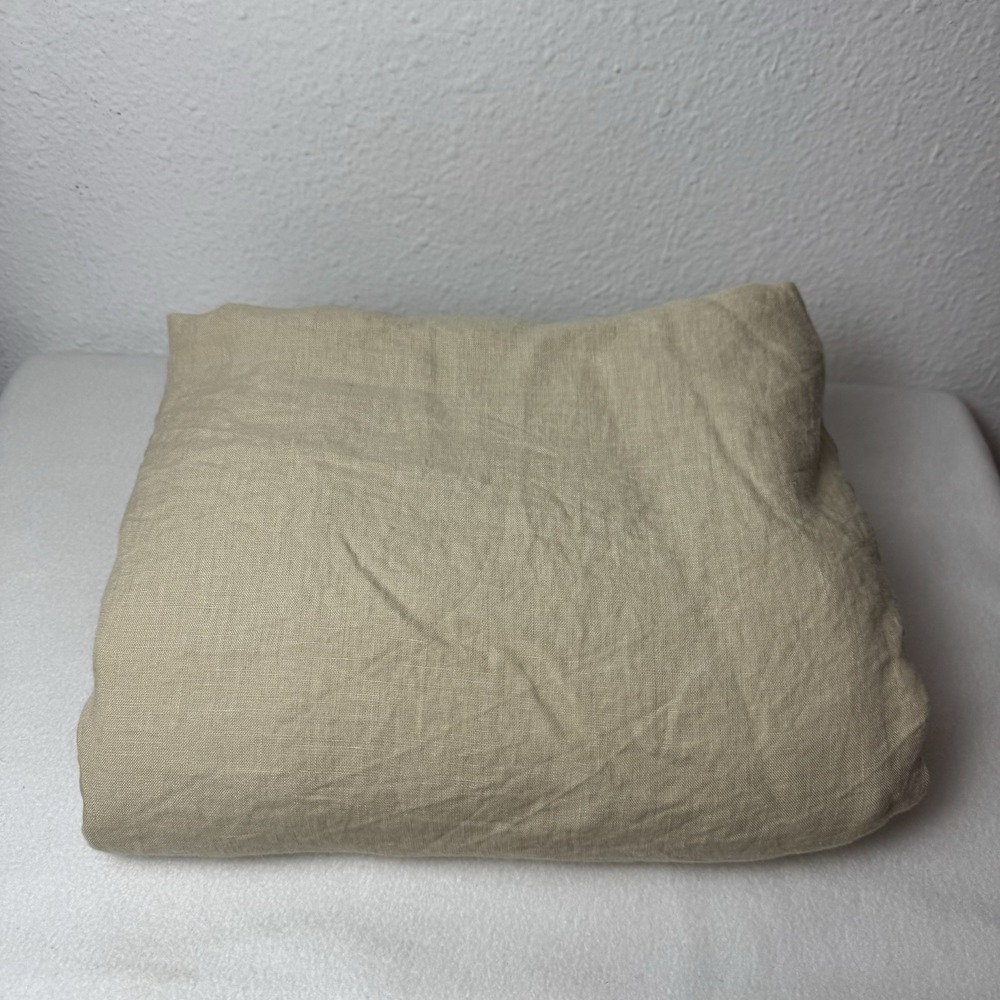 Quince 100% Linen Top Flat Sheet California King Tan Beige Neutral Natural